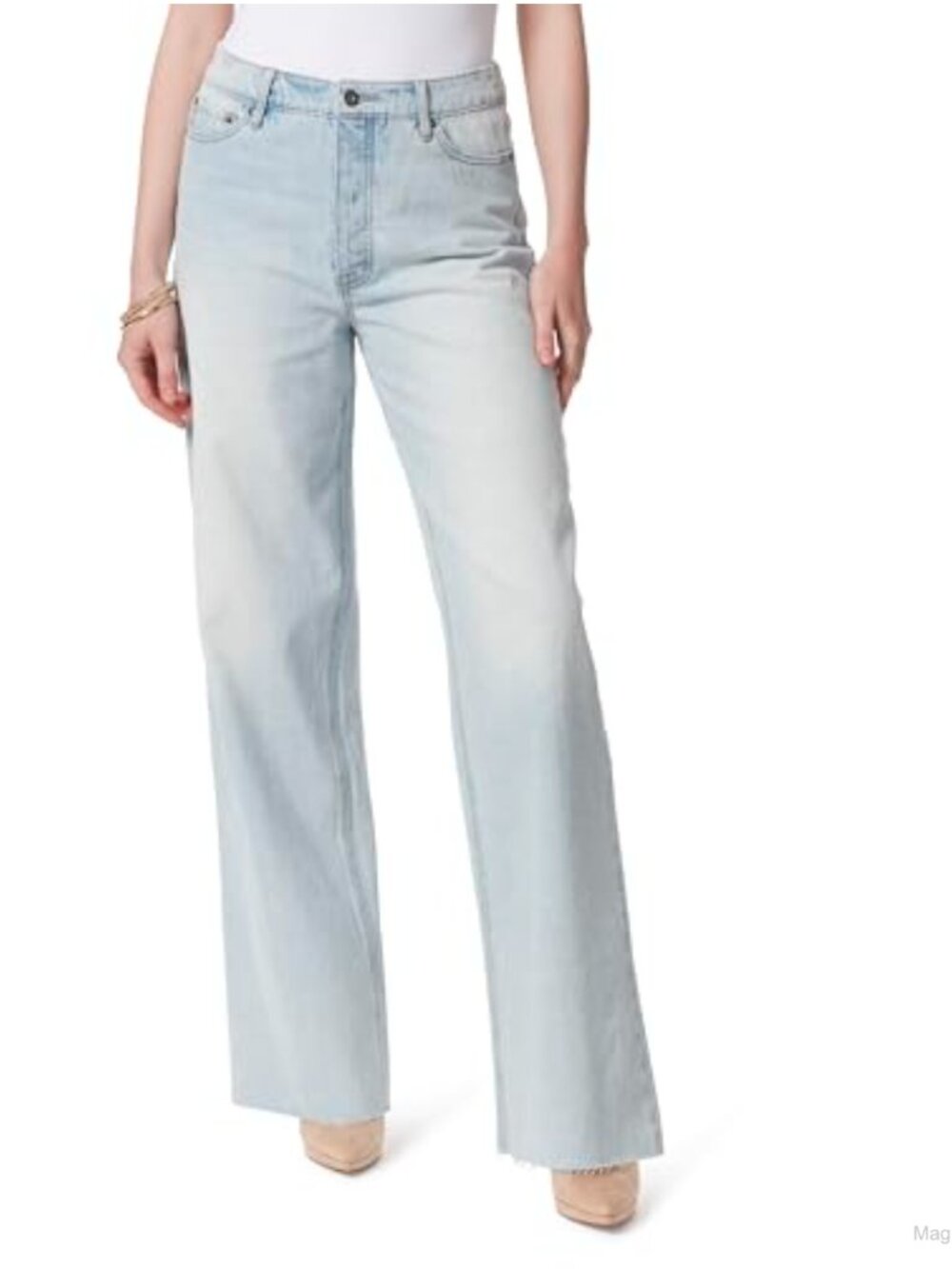 High Rise Relaxed Wide Straight Leg Jeans Cotton Blend Regular